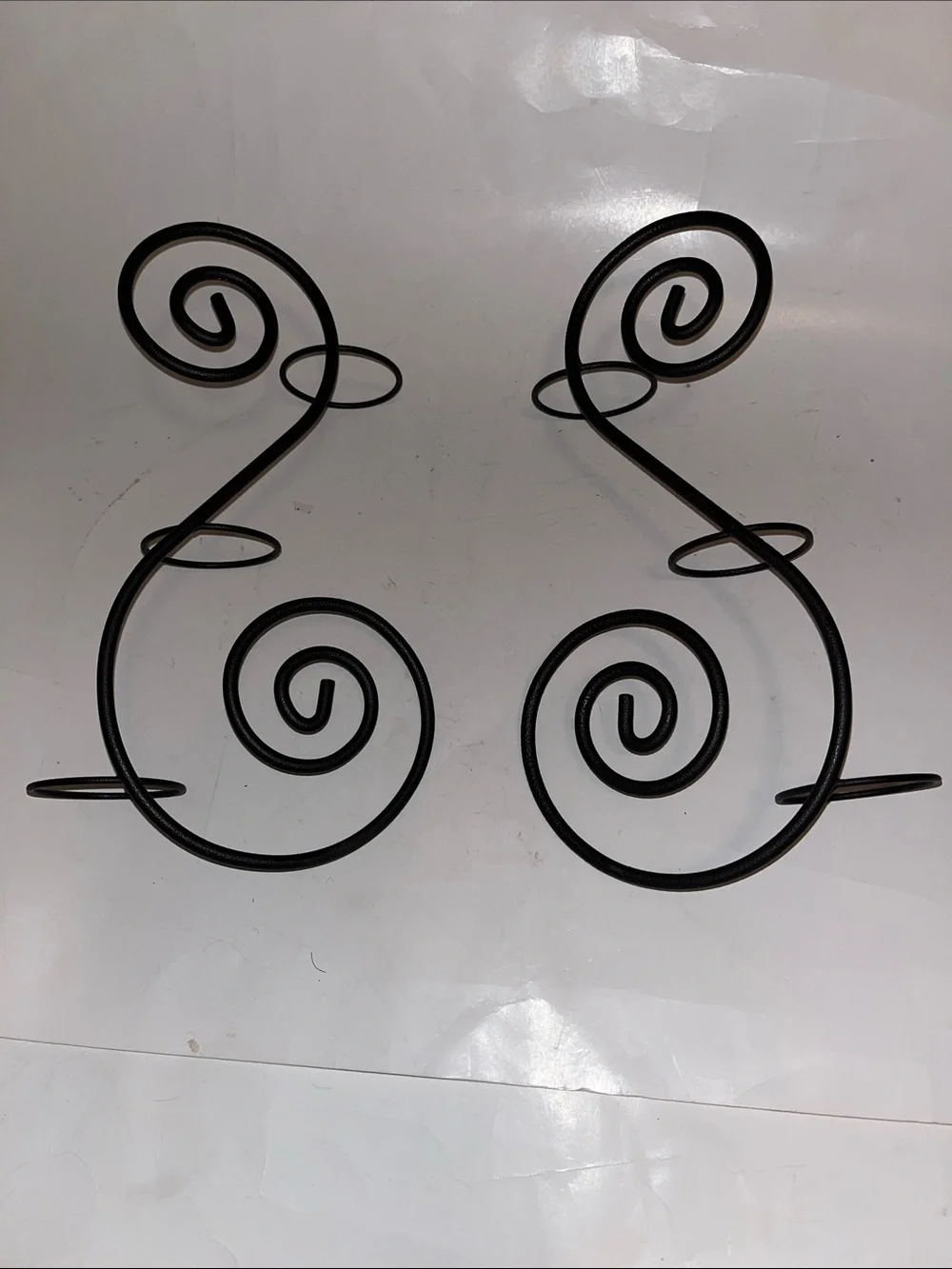Vintage Partylite Black Metal Swirl candle holders. 12”H, 6”W